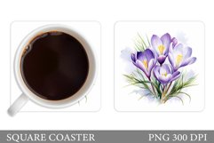 Crocus Coaster Design. Spring Flowers Coaster Sublimation Product Image 1