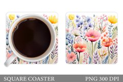 Flowers Coaster Sublimation. Wildflowers Coaster Design Product Image 1