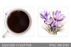 Flowers Crocus Coaster Design. Spring Coaster Sublimation Product Image 1