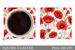 Poppies Coaster Sublimation. Summer Coaster Design Product Image 1