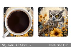 Owl Coaster Design. Flowers Coaster Sublimation Product Image 1