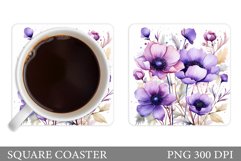 Flowers Coaster Sublimation. Summer Coaster Design Product Image 1
