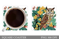Owl Coaster Sublimation. Owl Square Coaster Design Product Image 1