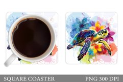 Turtle Square Coaster Design. Turtle Coaster Sublimation Product Image 1
