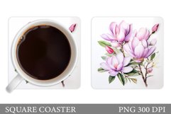 Flowers Magnolia Coaster Design. Square Coaster Flowers Product Image 1
