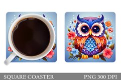 Owl Coaster Design. Cute Owl Coaster Sublimation Product Image 1