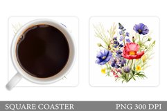 Wildflowers Coaster Design. Square Coaster Flowers Template Product Image 1