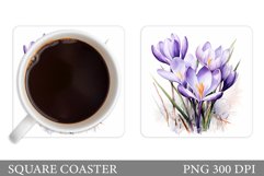 Flowers Crocus Coaster. Spring Flowers Coaster Sublimation Product Image 1