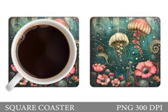 Jellyfish Coaster Sublimation. Sea Coaster Design Product Image 1