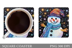 Shimmer Snowman Coaster. Snowman Coaster Sublimation Product Image 1