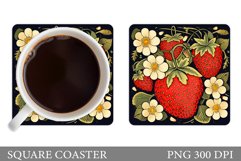 Strawberry Coaster Sublimation. Summer Coaster Design Product Image 1