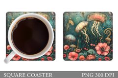 Jellyfish Coaster Sublimation. Sea Coaster Design Product Image 1