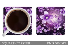 Flowers Square Coaster Sublimation. Flowers Coaster Design Product Image 1