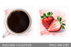 Strawberry Coaster Design. Berry Summer Coaster Sublimation Product Image 1