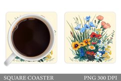 Wildflowers Coaster Design. Flowers Square Coaster Product Image 1
