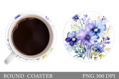 Flowers Coaster Sublimation. Wildflowers Coaster Design Product Image 1