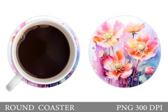 Wildflowers Coaster Design. Flowers Coaster Sublimation Product Image 1