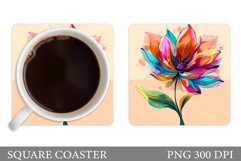 Floral Coaster Design. Flowers Coaster Sublimation Product Image 1