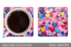 Colorful Hearts Coaster. Valentines Coaster Sublimation Product Image 1