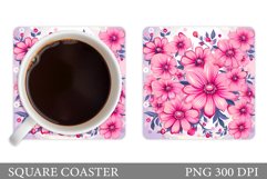 Flowers Coaster Sublimation. Floral Coaster Design Product Image 1