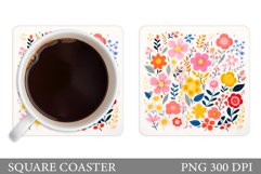 Flowers Coaster Design. Flowers Coaster Sublimation Product Image 1