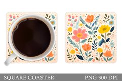 Flowers Coaster Design. Square Coaster Flowers Product Image 1
