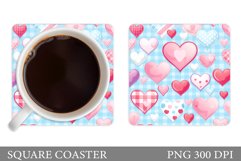 Hearts Coaster Sublimation. Hearts Square Coaster Design Product Image 1