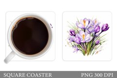 Crocus Flowers Coaster Design. Spring Coaster Sublimation Product Image 1