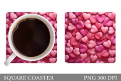 Hearts Coaster Sublimation. 3D Valentines Coaster Design Product Image 1