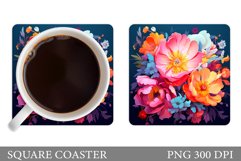 Flowers Coaster Design. Flowers Coaster Sublimation Product Image 1