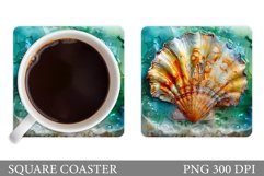 Seashell Coaster Design. Sea Coaster Sublimation Product Image 1
