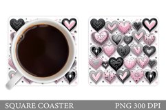 Hearts Coaster Sublimation. Valentines Coaster Design Product Image 1