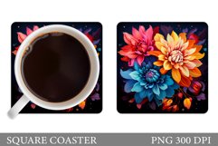 Flowers Coaster Sublimation. Floral Coaster Design Product Image 1