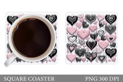 Hearts Coaster Sublimation. Hearts Square Coaster Design Product Image 1