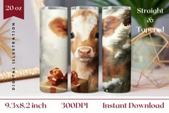 Christmas Tumbler Sublimation, Baby Highland Cow Tumbler Product Image 1