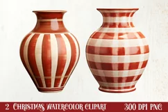 Christmas Antique Vases Clipart, Christmas Clipart Product Image 1