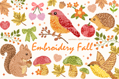 Autumn Embroidery, Fall Embroidery, Embroidery Clipart PNG Product Image 1