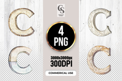 Wooden Letter C Alphabet Clipart Sublimation PNG Product Image 1