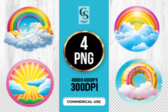 Colorful Rainbow And Cloud Clipart Sublimation PNG Product Image 1