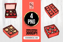 Heart Chocolate Box Illustration Clipart Sublimation PNG Product Image 1