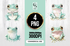 Cute Frog Watercolor Clipart Sublimation PNG Product Image 1