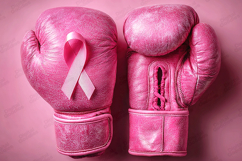 Pink Boxing Gloves with Awareness Ribbon Background Product Image 1