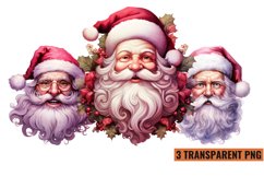 Watercolor Vintage Pink Santa Claus Clipart, PNG Product Image 1