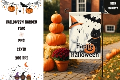 Ghost Garden Flag Design, Doodle Halloween Garden Flag Product Image 1