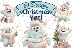 Kawaii Christmas Yeti PNG Clipart, Cute Bigfoot Holiday Art Product Image 1