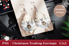 Christmas Earrings Sublimation , Winter Hare Sublimation Product Image 1
