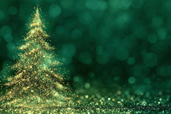 Golden Particle Christmas Tree | Emerald Green Background Product Image 1