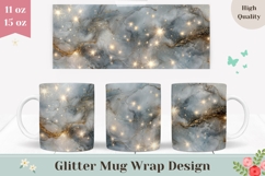 Marble Mug Wrap, Glitter Mug Template, Stars Mug PNG Product Image 1