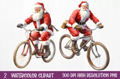 Watercolor Santa Claus Sublimation Clipart, Santa PNG Product Image 1