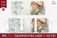 Winter Forest Mug Wrap, Winter Girl Mug Sublimation Product Image 1